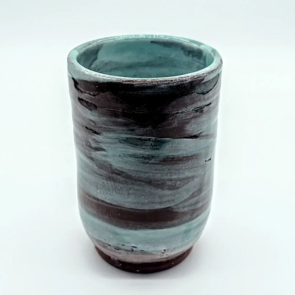 Blue Brown Studio Art Pottery Vase